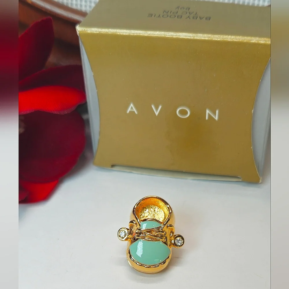 Vintage Avon Baby Boy Bootie Tack Pin in Original Box